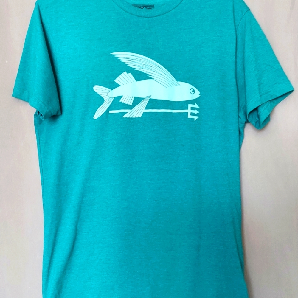 Patagonia Sz. Medium Slim Fit Green Teal Fish Triton Spear T-Shirt Mens Fishing